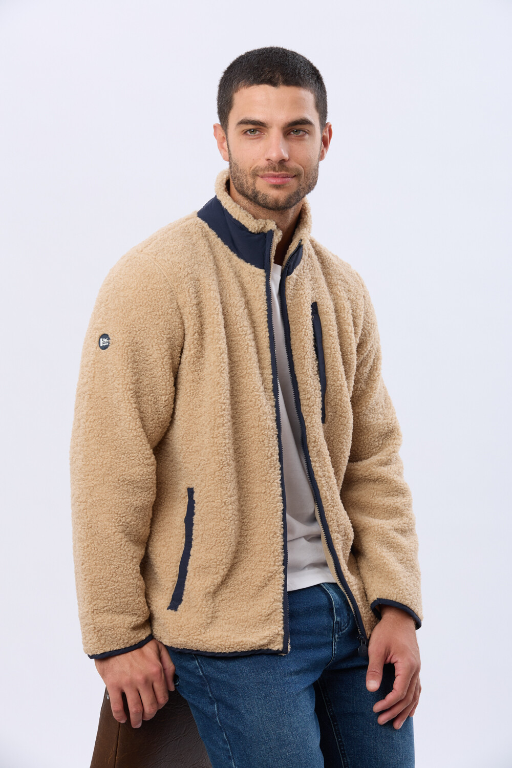 CAMPERA DE CORDERITO y POLAR Beige
