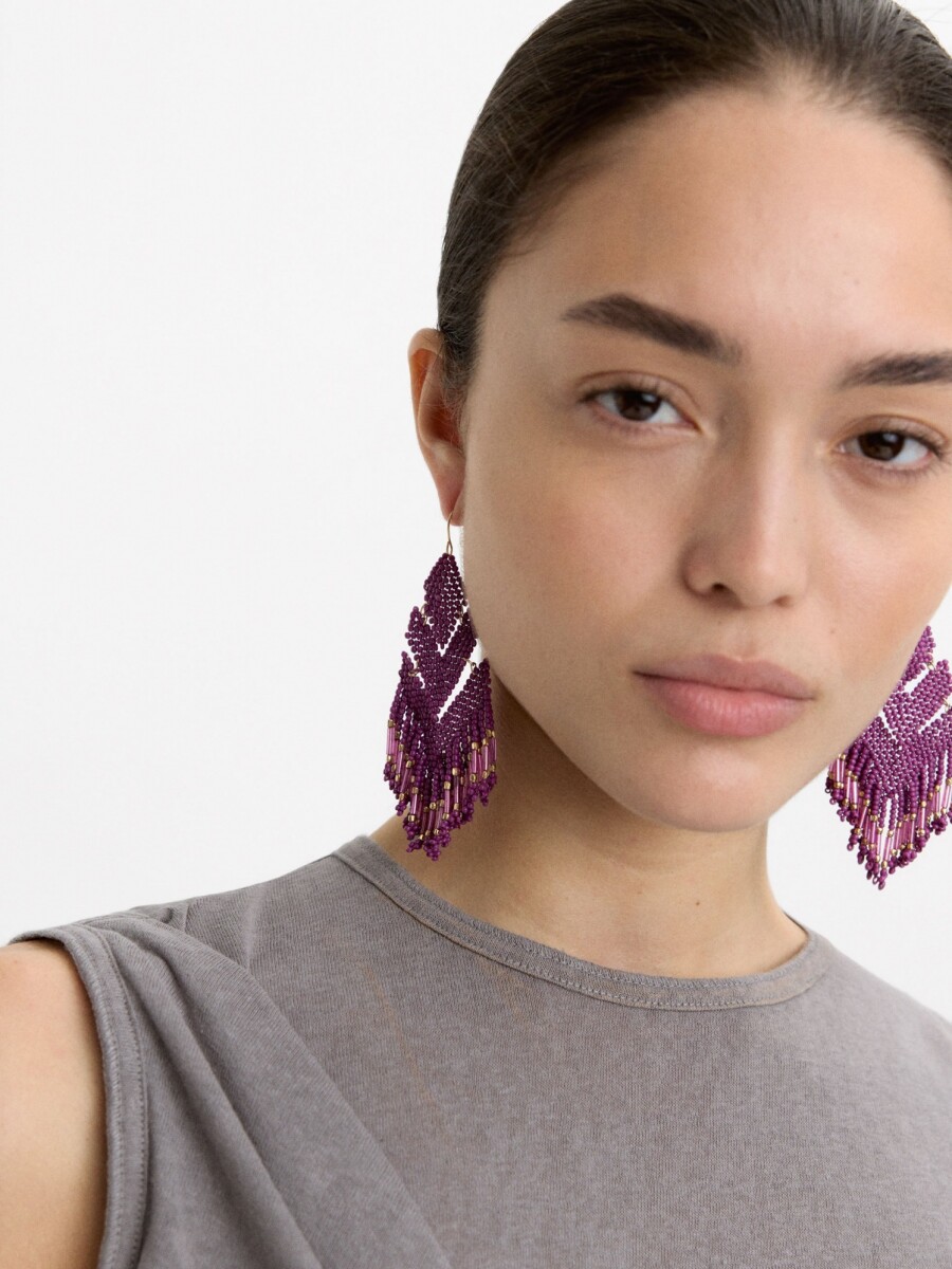 Pendientes Rombo Con Abalorios burdeos