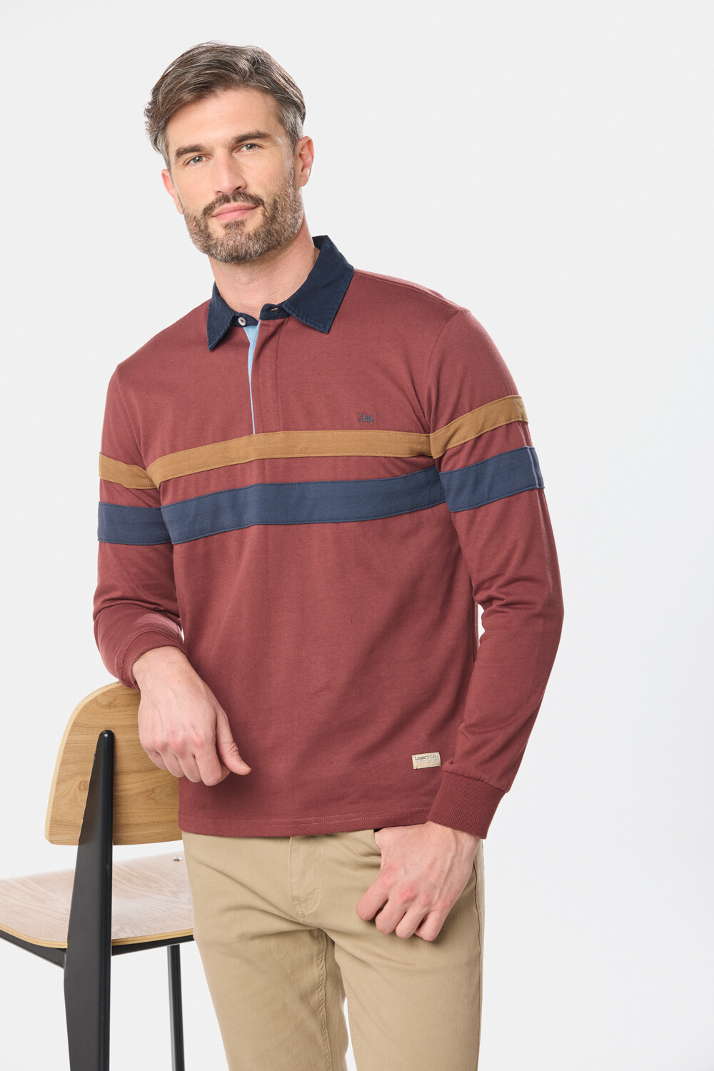 REMERA POLO RAYADA Bordo