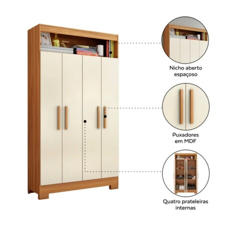 ROPERO 4 PUERTAS GUARDARROPA ARMARIO PLACARD CLOSET OFF WHITE