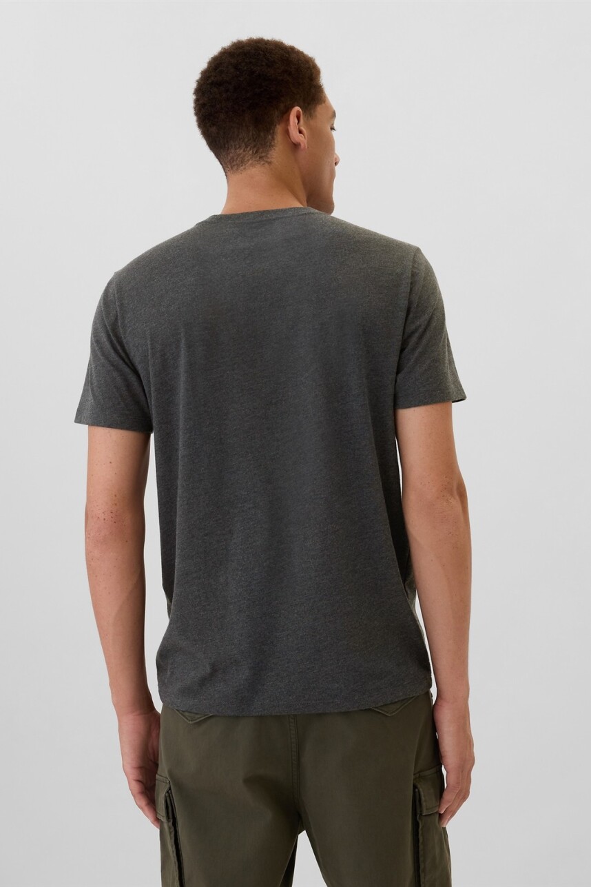 Remera Cuello Redondo Mini Logo Gap Hombre Charcoal Heather
