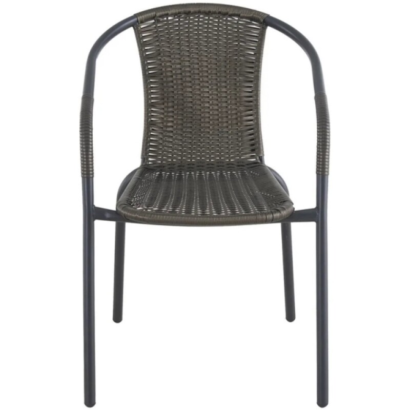 Silla Rattan Sintetico Marron Con Armazón Negra Silla Rattan Sintetico Marron Con Armazón Negra