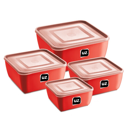 Kit x4 potes multiuso cuadrados ROJO