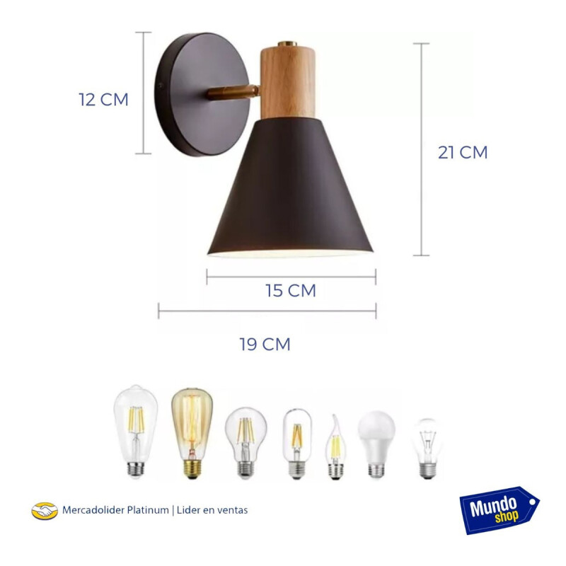Aplique Estilo Nórdico Metal Blanco Con Detalle Madera Negro