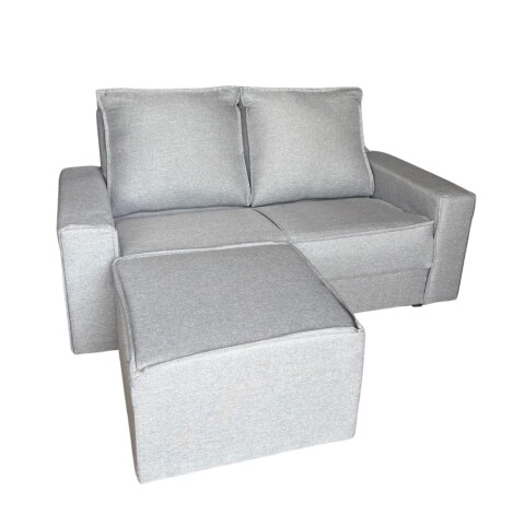 Sofá + Puff Coimbra 3 Cuerpos Cinza Urbano Sofá + Puff Coimbra 3 Cuerpos Cinza Urbano