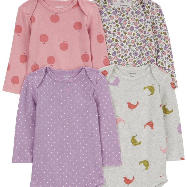 Set x4 bodies manga larga flores Carters Set x4 bodies manga larga flores Carters