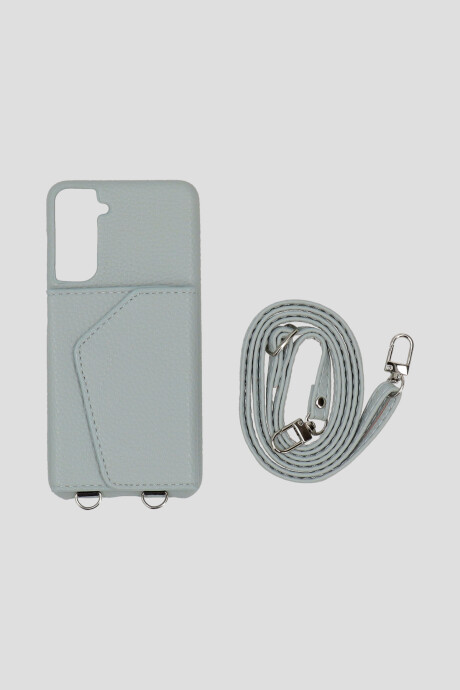 Funda Samsung S21 Con Billetera Y Cadena Gris