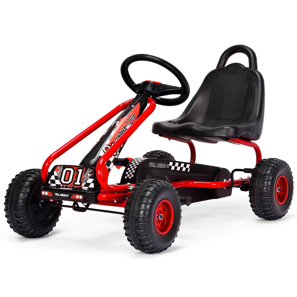 Kart Auto A Pedal Ruedas De Goma Y Freno 3 8 Anos Rojo El Rey del entretenimiento