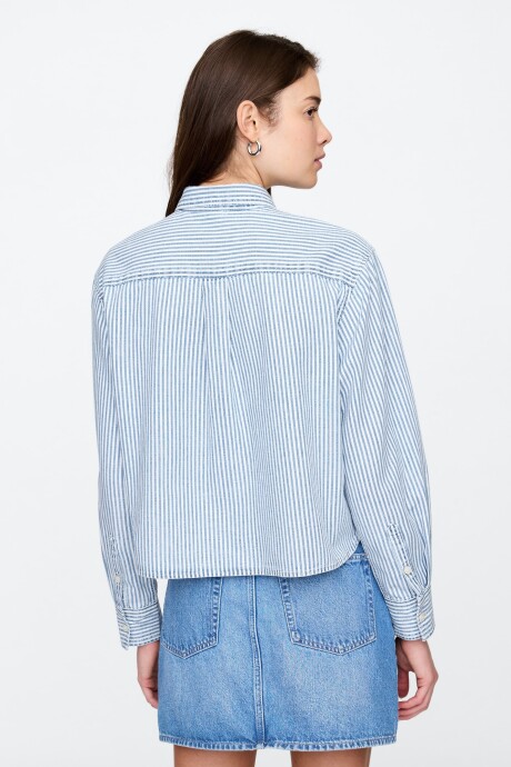Camisa De Jean A Rayas Cropped Mujer Railroad Strp Indigo