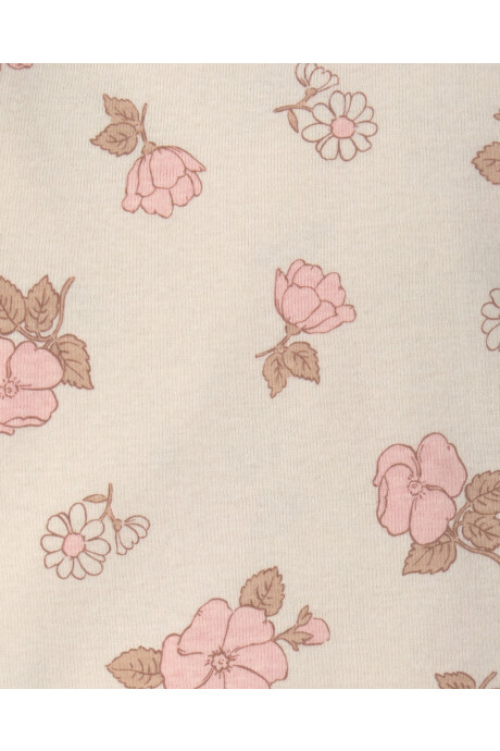 Set dos piezas de algodón, enterito y remera, rosado y crema, diseño floral Sin color