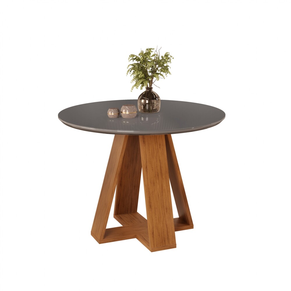 Juego De Comedor 4 Sillas Mesa Redonda - Celeste Gris / Gris