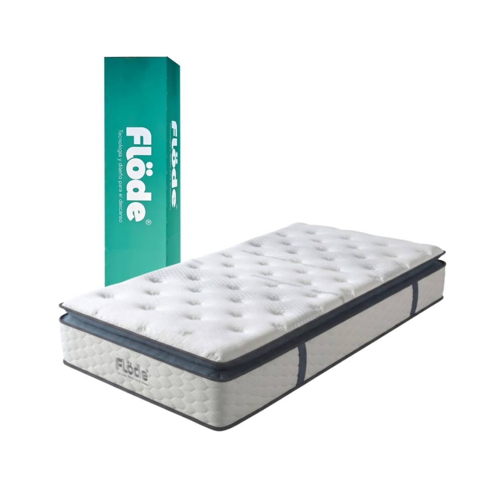 Colchón 1 Plaza en Caja con Resortes Pocket - Flöde Grafeno Colchón 1 Plaza en Caja con Resortes Pocket - Flöde Grafeno