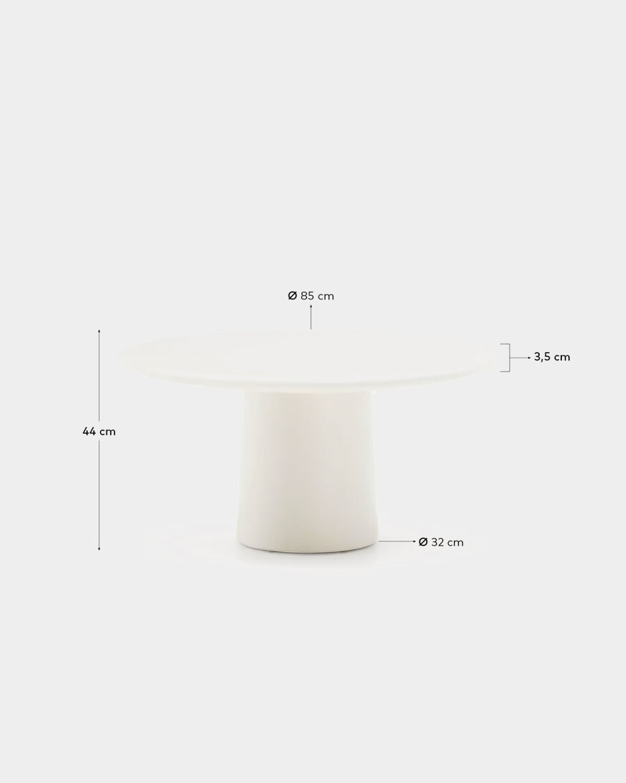 Mesa de centro Albanella de cemento con acabado blanco brillante Ø85 cm