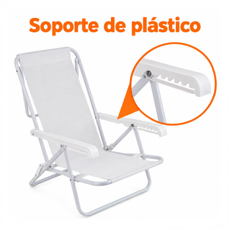 Reposera Silla Reclinable 8 Posiciones Acero Mor Sannet Blanco
