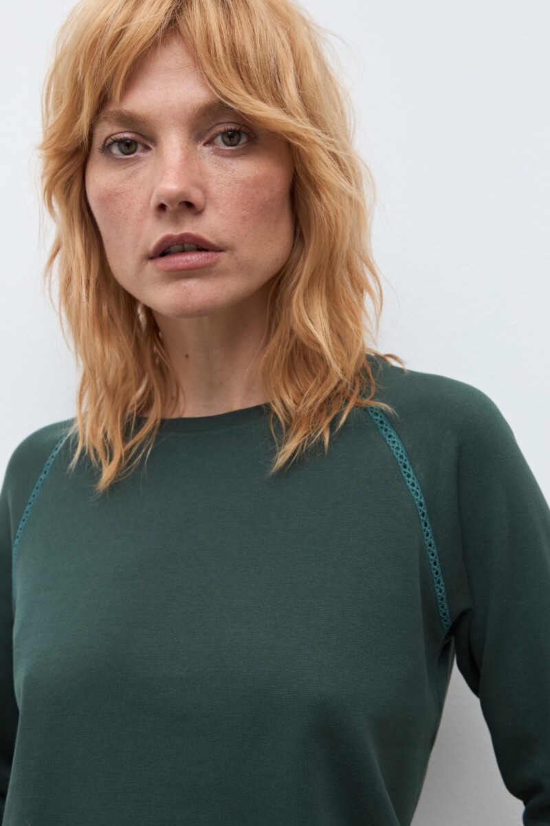 Remera manga raglan verde ingles