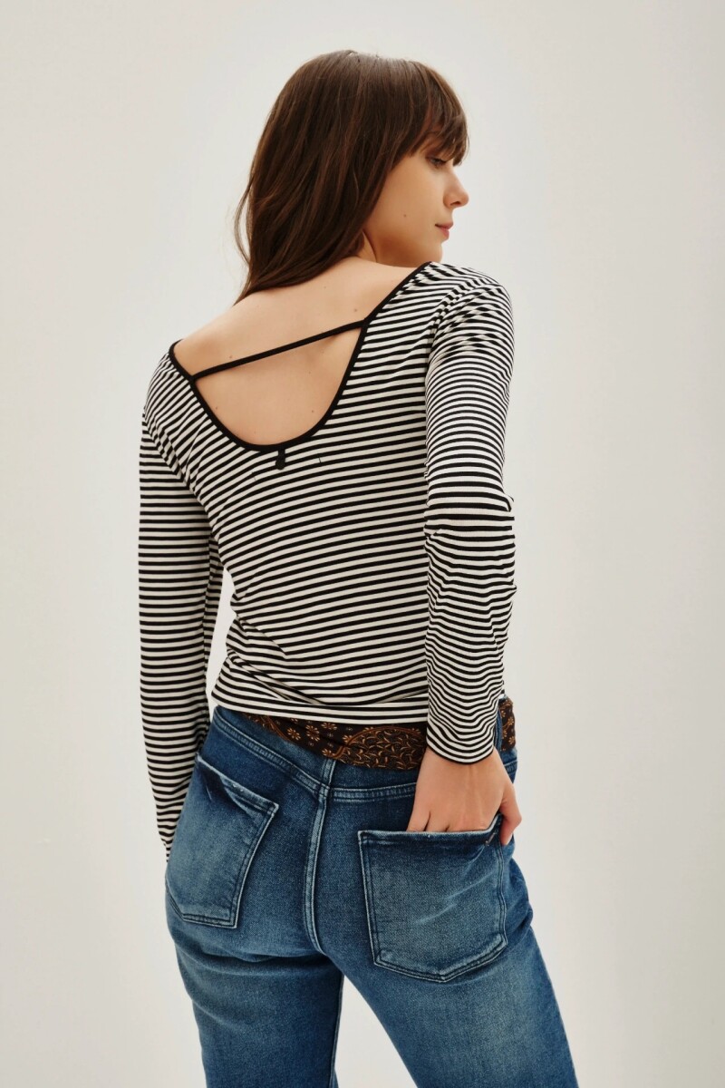 Remera Ginna Striped Negro