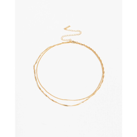 Collar Corto Multicadena Bañado En Oro Dorado