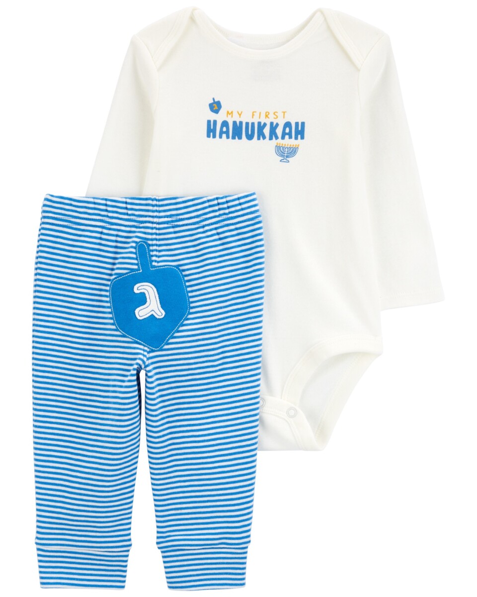 Set dos piezas de algodón, pantalón y body, diseño Hanukkah 