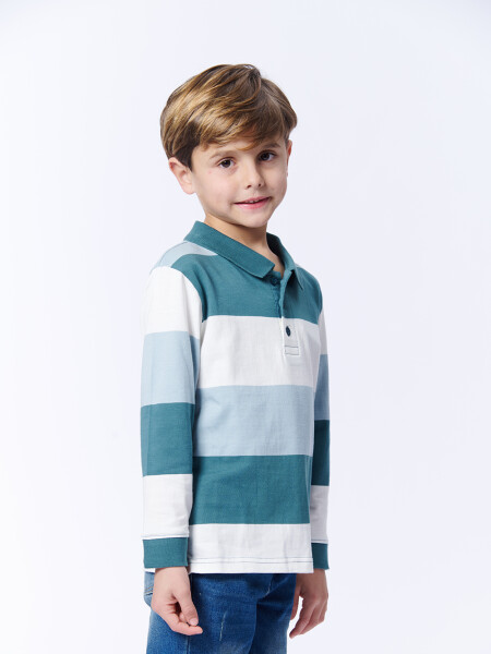 REMERA Manga larga POLO RAYAS Verde, Celestes Y Crudo
