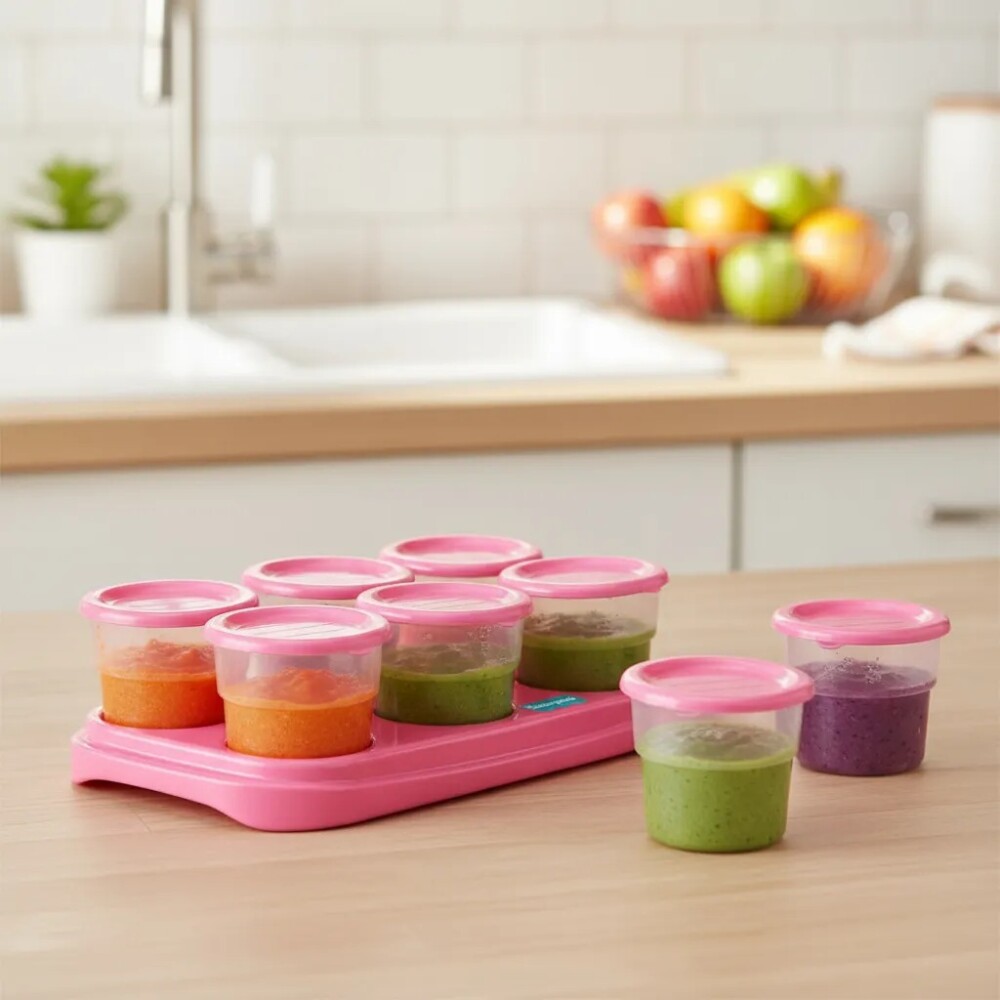 Recipientes cubetera para comida FISHER PRICE rosado