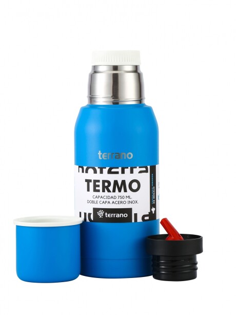 Set Acero 750ml / Mate con Tapa Azul Eléctrico
