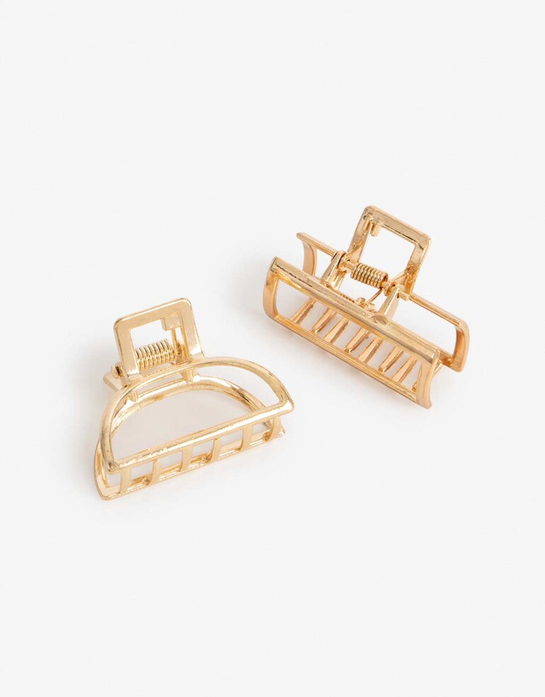 Broches Sets Metal Set De Dos Broches Chicos De Metal. - Dorado