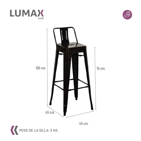 Taburete Tolix en metal con respaldo Negro