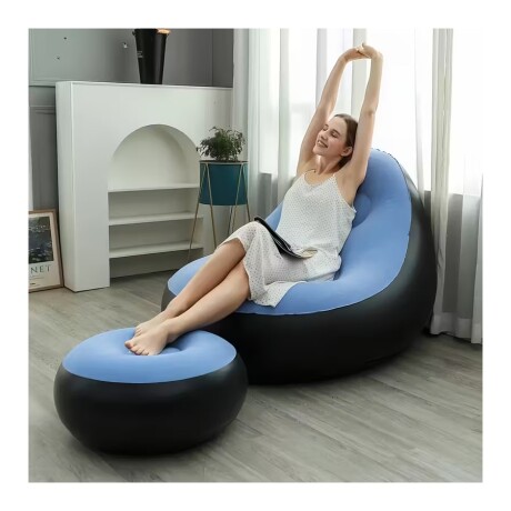 Sillón Puf Inflable con Posa Pies 100KG Varios Colores CELESTE