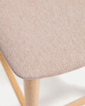 Taburete Evera de chapa de roble con acabado en tono natural y chenilla beige 65 cm Taburete Evera de chapa de roble con acabado en tono natural y chenilla beige 65 cm