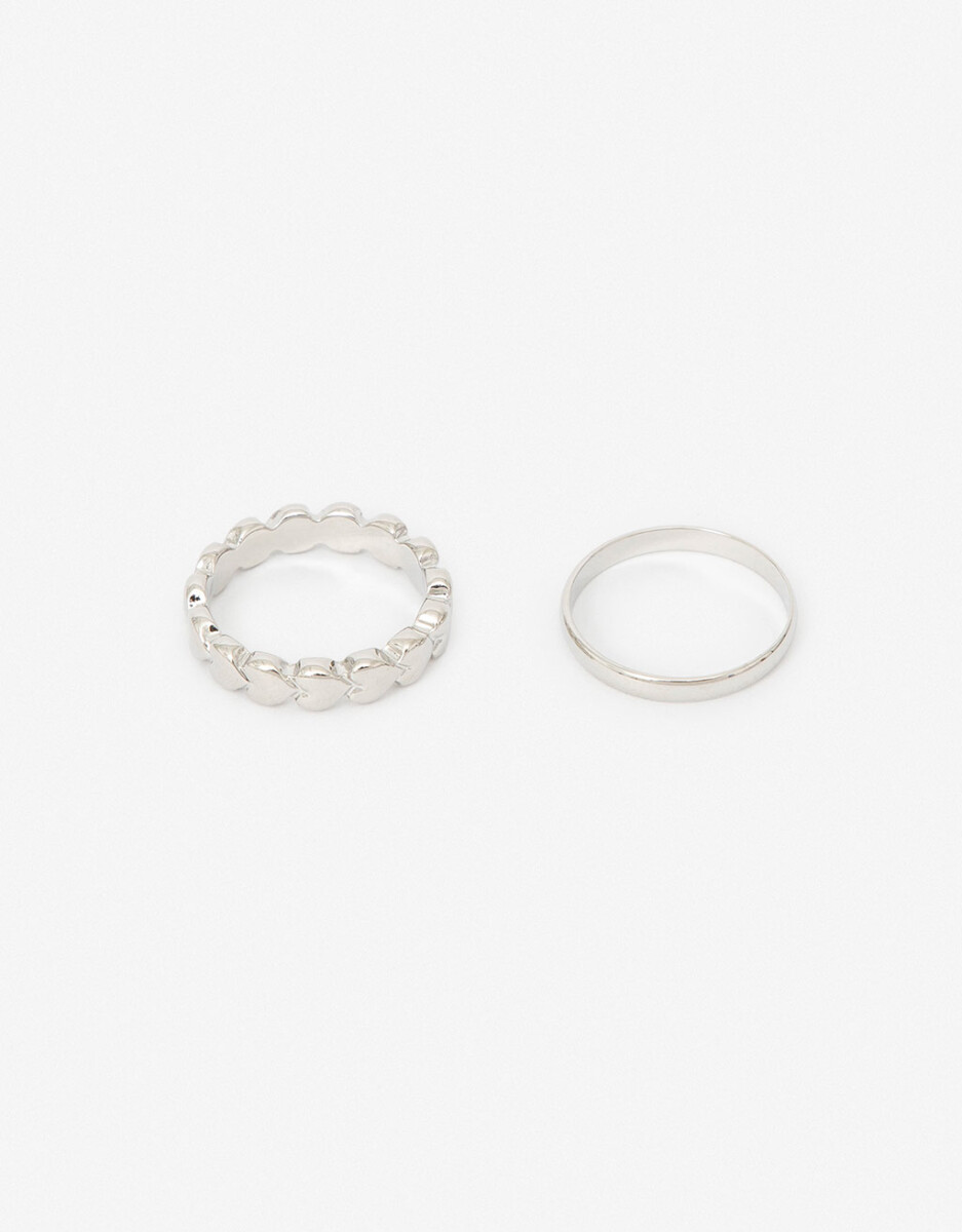 Set Anillos Metal Corazón 