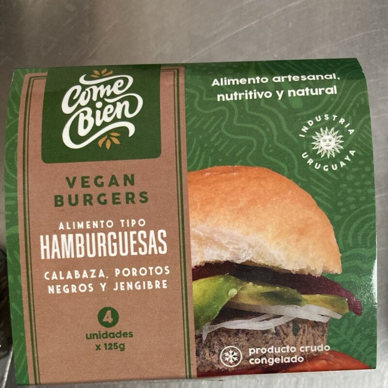 HAMBURGUESA CALABAZA, POROTOEGRO Y JENGIBRE X4 COME BIEN HAMBURGUESA CALABAZA, POROTOEGRO Y JENGIBRE X4 COME BIEN