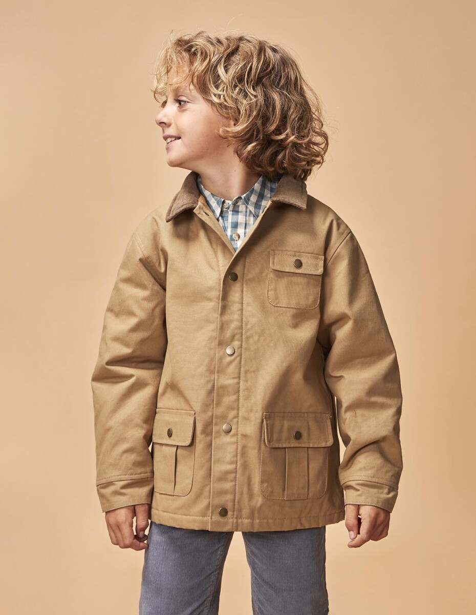 Campera Encerada Con Cuello - Camel 