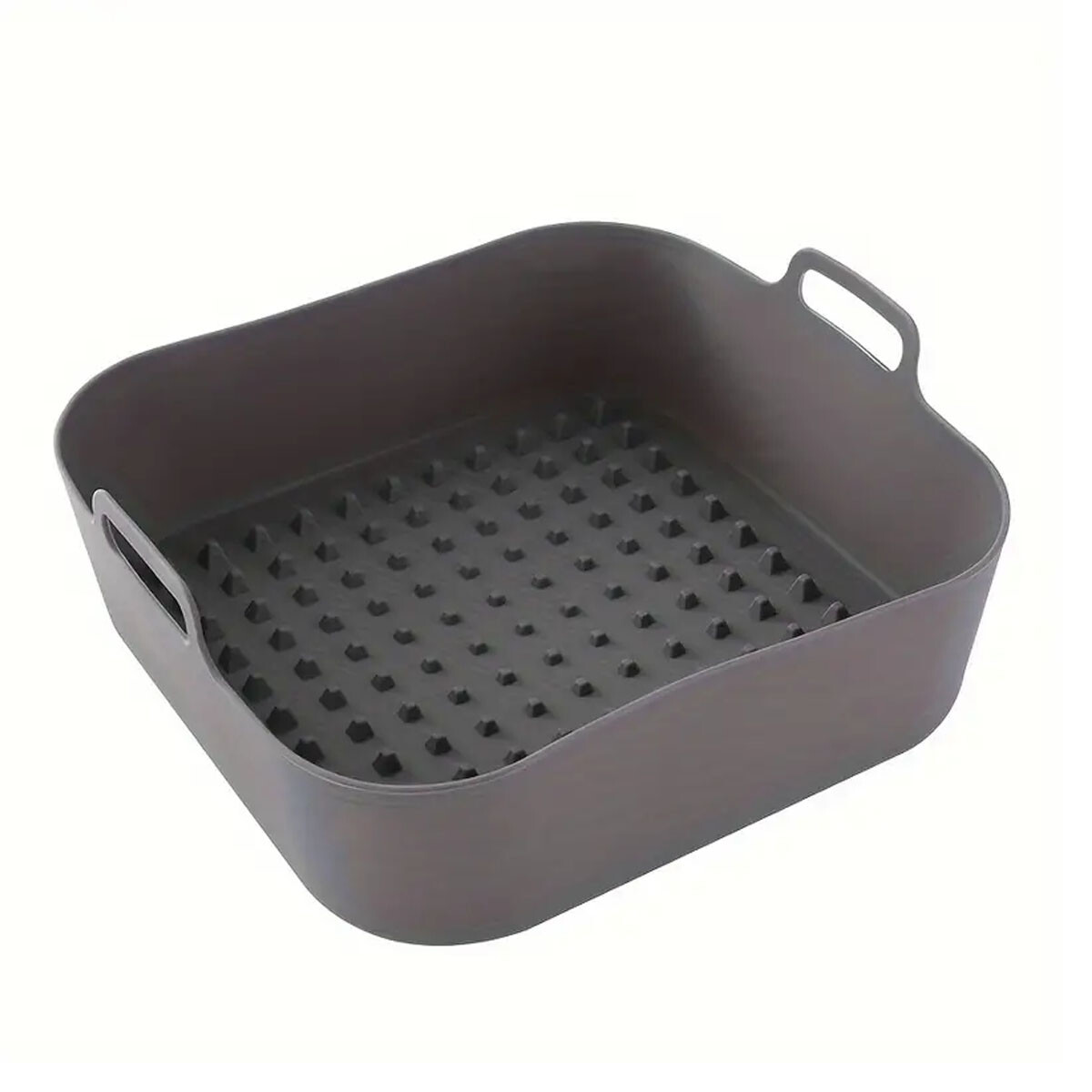 Bandeja Cuadrada de Silicona Reutilizable p/Freidora de Aire - Gris 