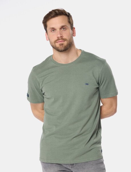 REMERA LISA DE ALGODÓN Verde melange