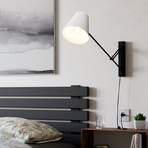 Lámpara de pared E27 brazo de acero móvil +campana EG6120