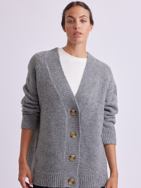 Cardigan de punto Gris Melange