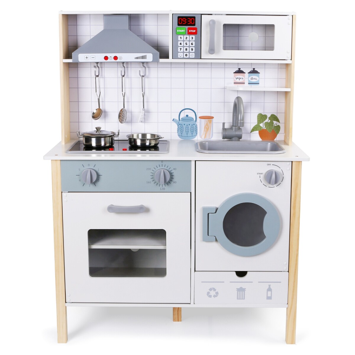 Cocina de Madera Con Campana y Lavarropas 