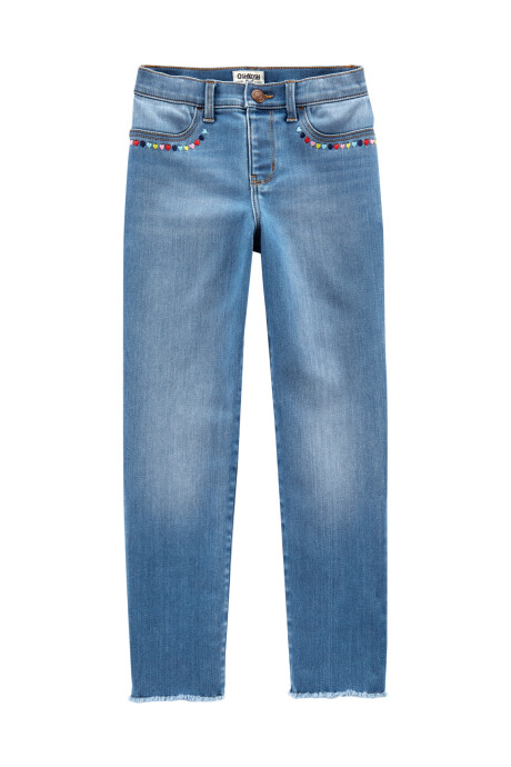 Pantalón de jean con detalle bordado. Talles 5T-14 Sin color