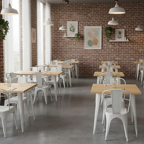 MESA TOLIX CUADRADA 70X70 Mesa De Comedor Cuadrada Tolix 70CM Blanca