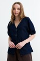 Blusa denim manga balloon JEAN OSCURO