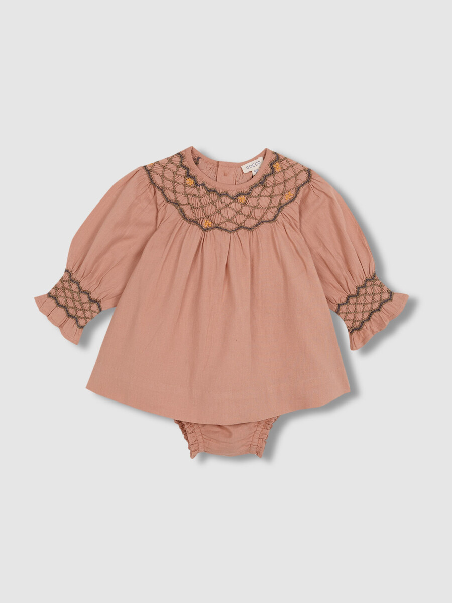 Vestido Nido De Abeja Rosa