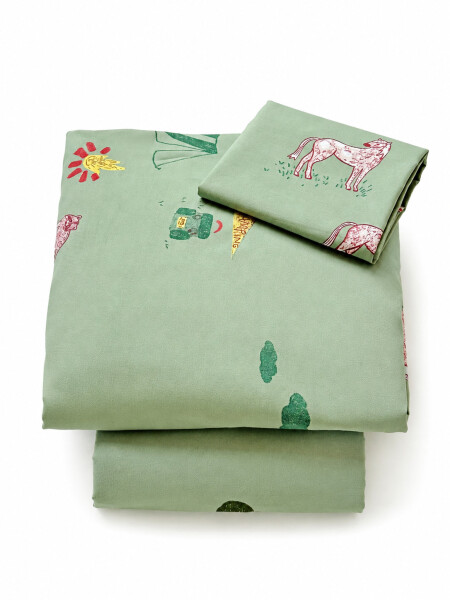 JUEGO SABANAS ESTAMPADA 1 PLAZA VERDE