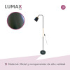 Lámpara De Pie Lumax Nórdica Flexible 1.5 M Negro