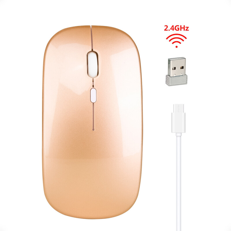 Mouse Inalámbrico Tipo Mac USB Recargable Dorado