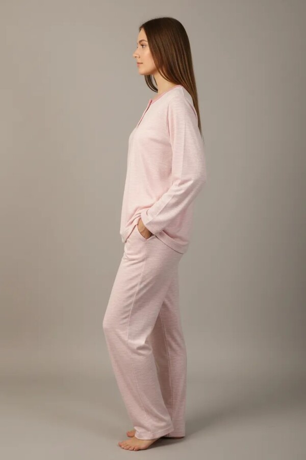 PIJAMA M/LARGA MELANGE BOTONES PIJAMA M/LARGA MELANGE BOTONES