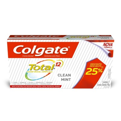 Pasta Dental Colgate Total 12 Clean Mint Pack X2 90 GR