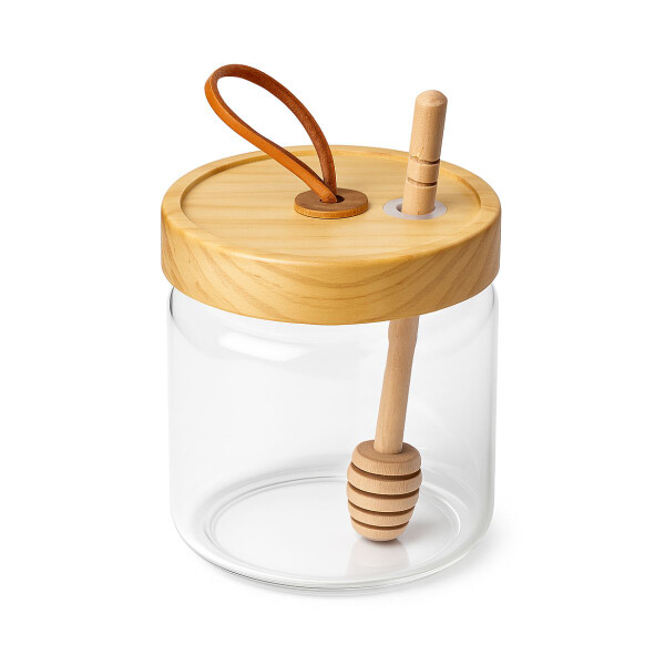 Mielera 450 ml con tapa de madera y cuchara Mielera 450 ml con tapa de madera y cuchara