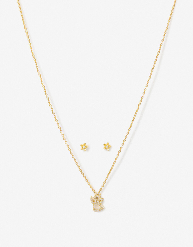 Bijouterie Set Exclusive Edition Set Aros Pasantes Y Cadena Plata 925 - Dorado