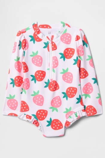 Traje De Baño Floreado Toddler Niña New Off White V2