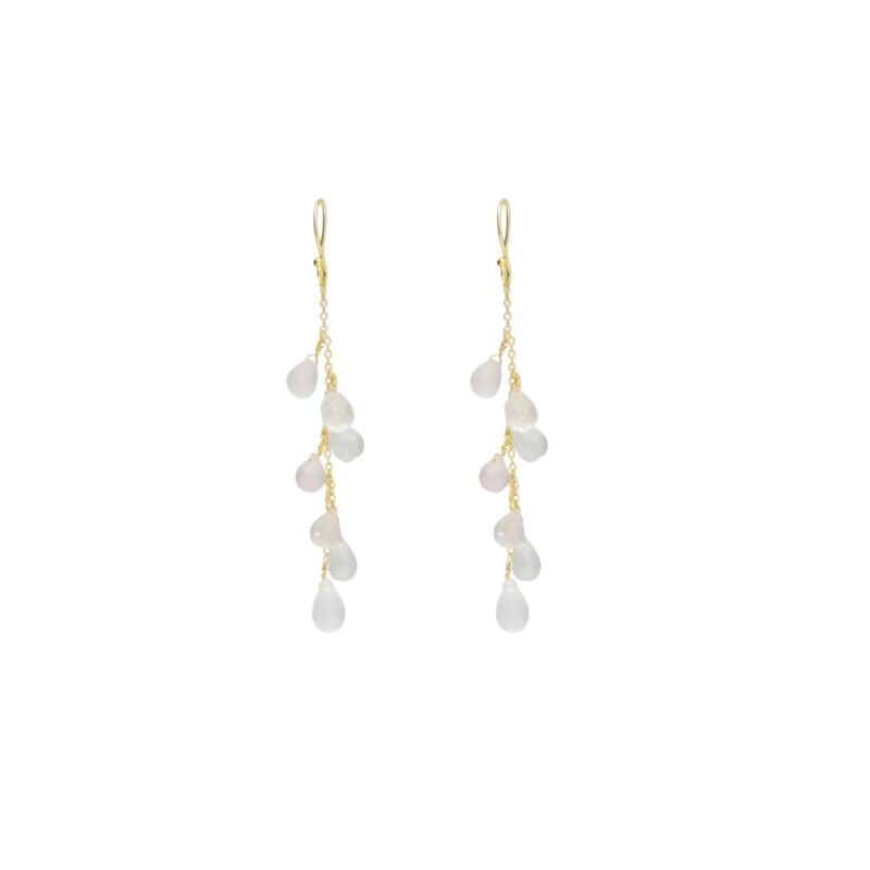 Caravanas Carolina- Plata rodinada con micra oro 18k-Piedra Cuarzo rosa-CA2014 conpiedra